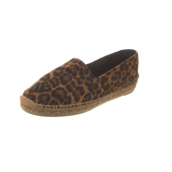 Saint Laurent Suede Animal Print Espadrilles Women's Flats - Picture 1 of 7